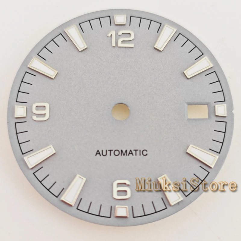 Black and White Watch Dial with Green Luminous Markers, 31mm