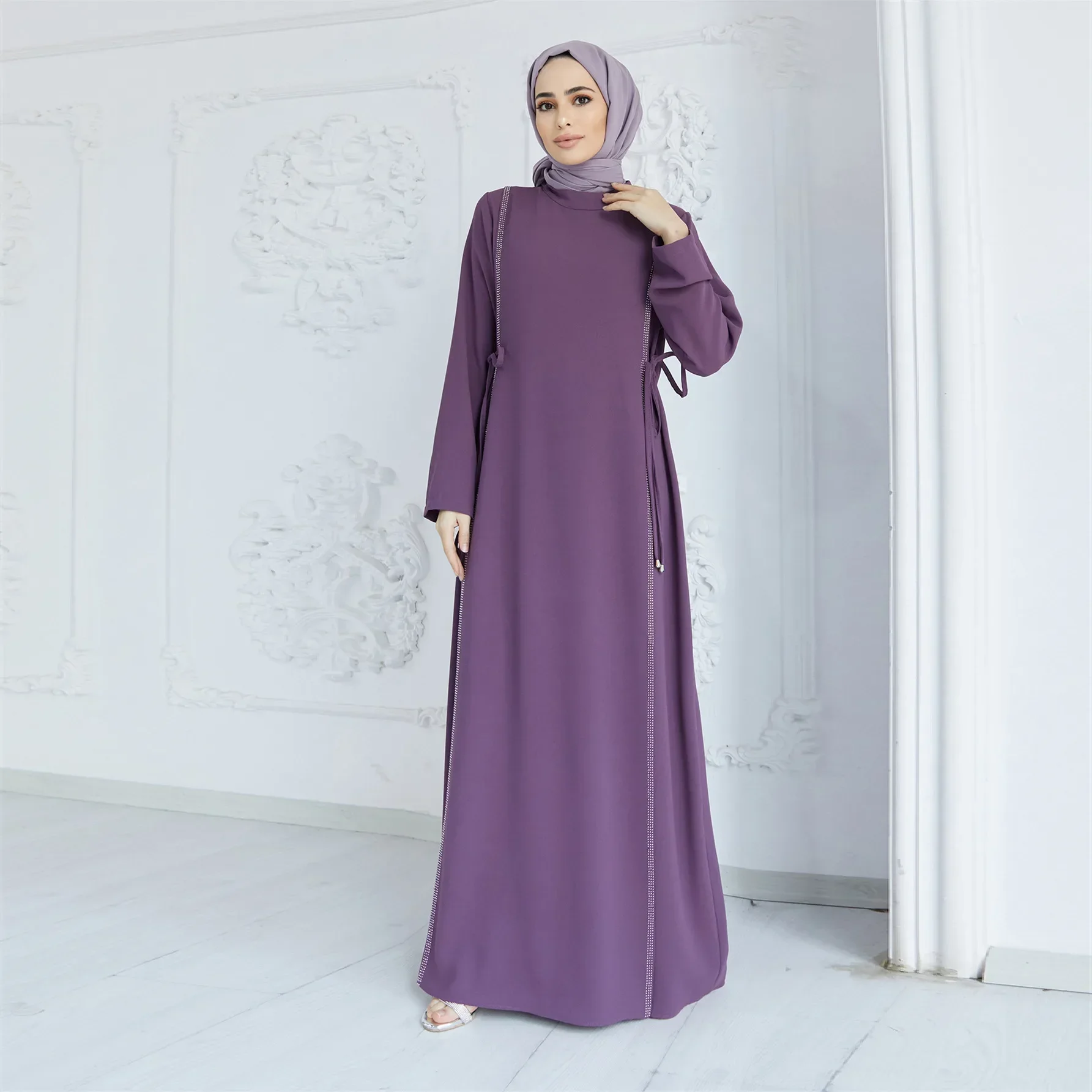 Abaya Muslim Long Dresses for Women Daimond Elegant Party Abayas Dubai Hijab Dress Turkey Islam Clothes Ramadan EID Kaftan Robe
