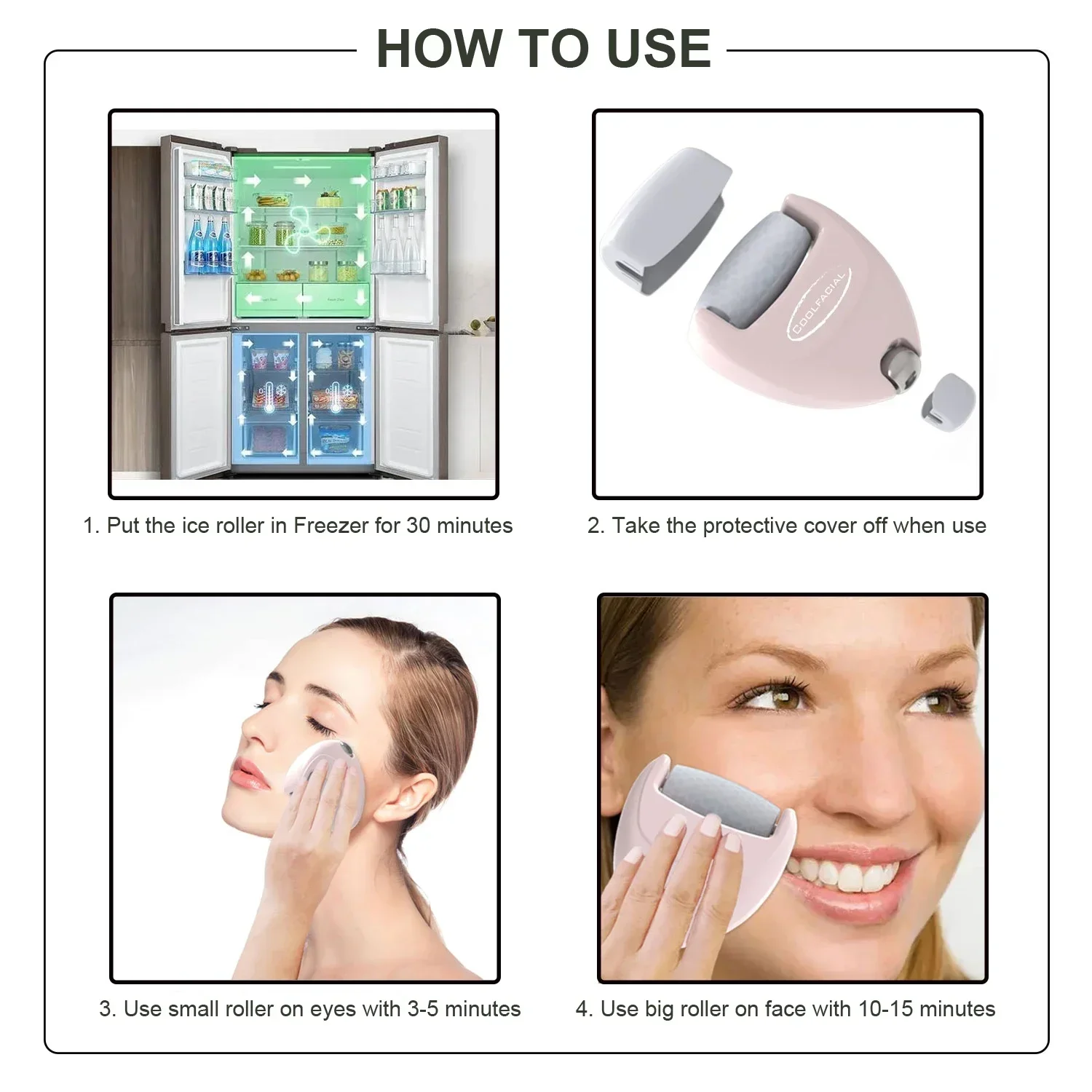 Ice roller facial swelling reduction massage, facial lifting and contraction of pores, skincare and beauty tool, massager
