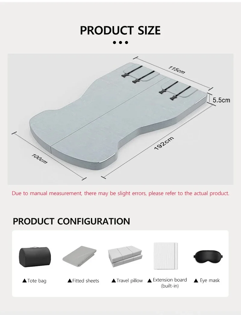 For Tesla Model YJuniper 2025Camping Mattress Foldable Memory Foam Travel Sleepi