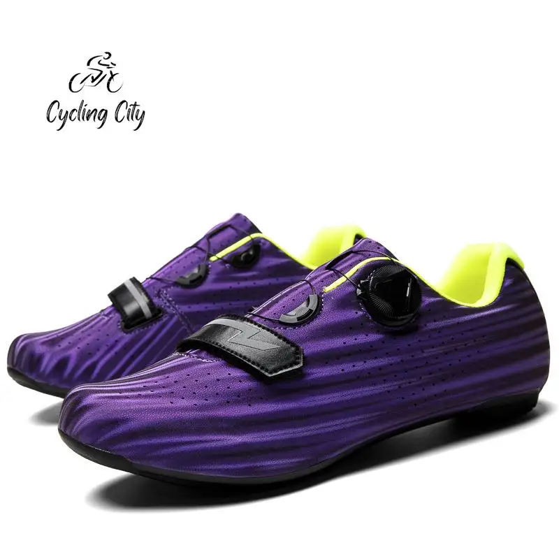 Cycling City Lockable Bicycle Cycling Shoes Bicycle Lock Shoes Men's Road Colorful Sneakers Striped