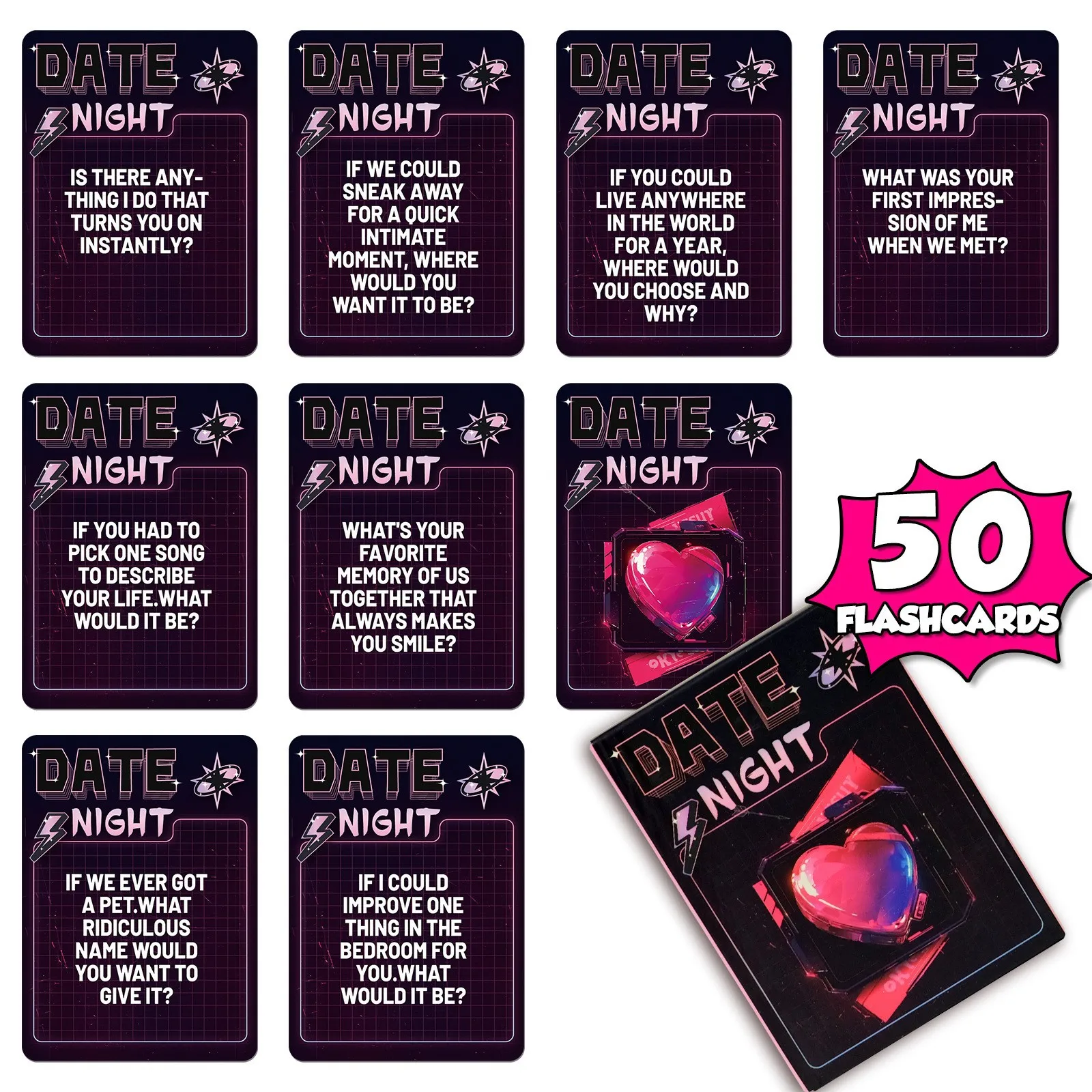 Couple Date Night Game Cards To Heat Up Couple Relationships Sex Funny Game Card for Adult Lovers Sweet Interactive Sex Products