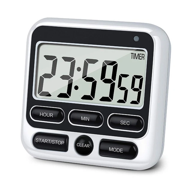 Stopwatch, Large Digits, Loud Alarm, Magnetic Mount. Kitchen Timer, Classroom  Timer, Gray