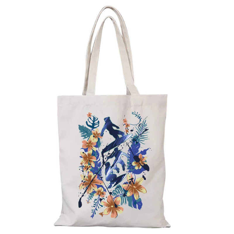 Mode frauen Einkaufstasche Blumen Stoff Taschen Mann Einkaufstasche Neue Handtaschen Eco Shopper Tuch Leinwand Handtasche Schulter Dame die – Detail 8