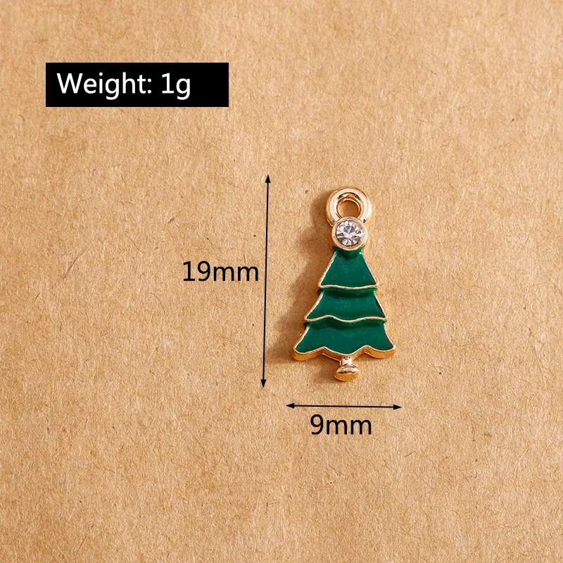 10 Stück Emaille-Weihnachtsbaum-Charm-Anhänger für Halskette, Armband, DIY-Ohrringe, handgefertigte Schmuckherstellung, Zubehör – Detail 7