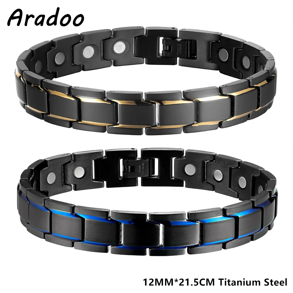 

ARADOO Titanium Steel Bracelet Classic Tank Track Design Stainless Steel Sports Men's Magnetic Therapy Bracelet