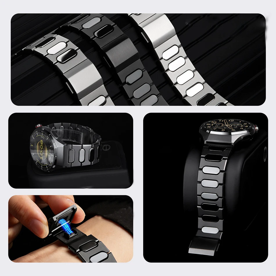 삼성 갤럭시 워치 Ultra 2025 47mm 및 Watch 8 Classic 40mm/44mm/46mm용 22mm 고급 티타늄 밴드 ? 강력한 자석 버클 스트랩