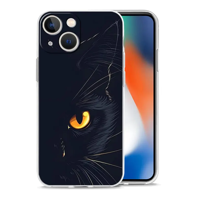 Enhance your device with the Black Cat Shockproof Silicone Phone Case - Soft, Stylish, and Durable Cover