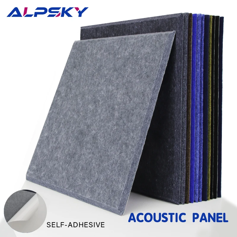 6Pcs Rectangle Polyester Soundproofing Wall Panels Self-adhesive Sound Proof Acoustic Panel Cinema Music Room Nursery Wall Decor