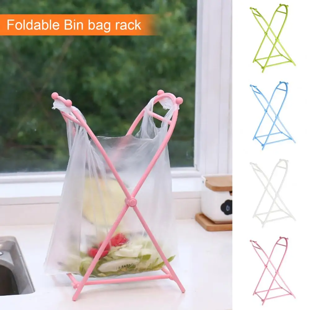 

Stable Pivot Point Compact Garbage Bag Hanger Stainless Steel Foldable Garbage Bag Shelf Space-saving Kitchen for Countertop