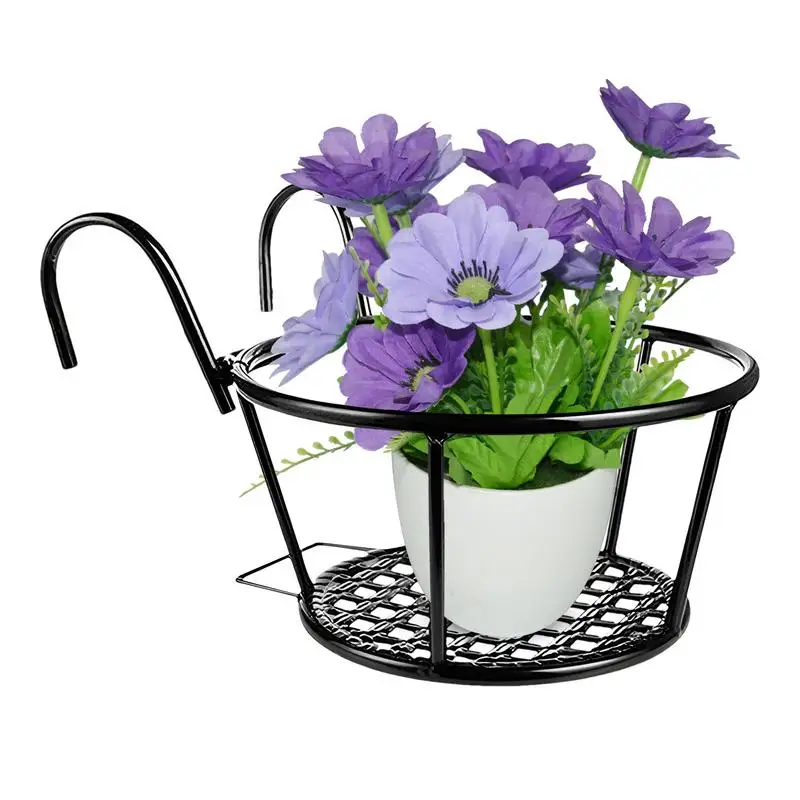 

Railing Flower Pot Patio Railing Shelf Fence Planter Flower Stand Easy Assembly Deck Rail Boxes Flower Plant Holder with Double