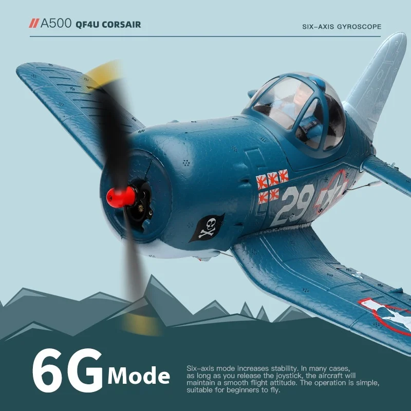 WLtoys XKA500 RC 비행기 4채널 전동 F4U 코세어 전투기 모델 고정익 원격 조종 폼 항공기 장난감 (성인 및 어린이용)