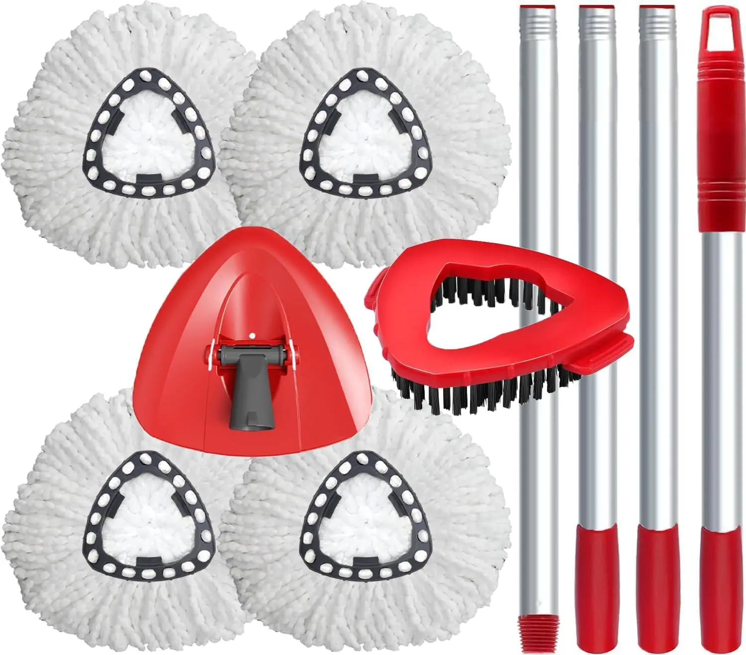 360° Microfiber Mop Heads, 6-Pack, Fits Vileda & O-Cedar, Includes Handle & Disc, Absorbent & Durable, Easy Clean (Style 2)