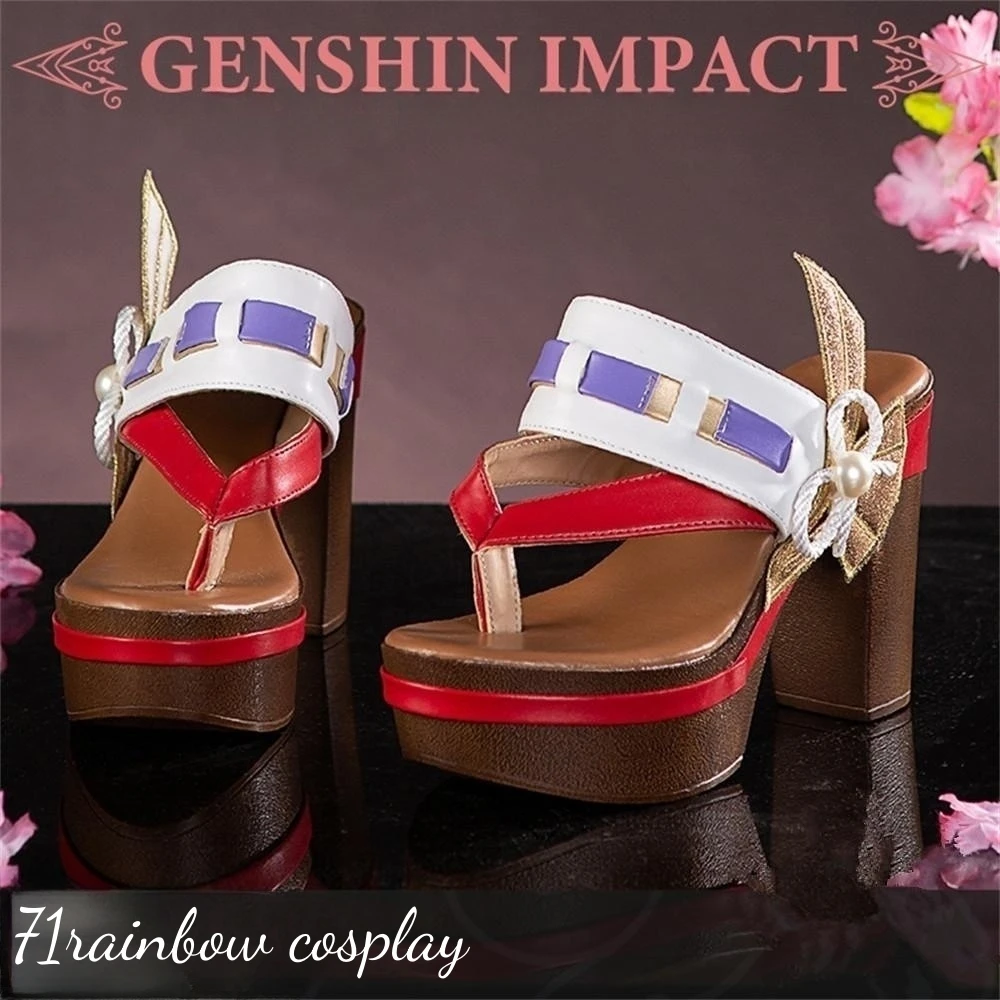 

Yae Miko Cosplay Shoes Genshin Impact Miss Fox Yae Miko Cosplay Clogs Woman Shoes