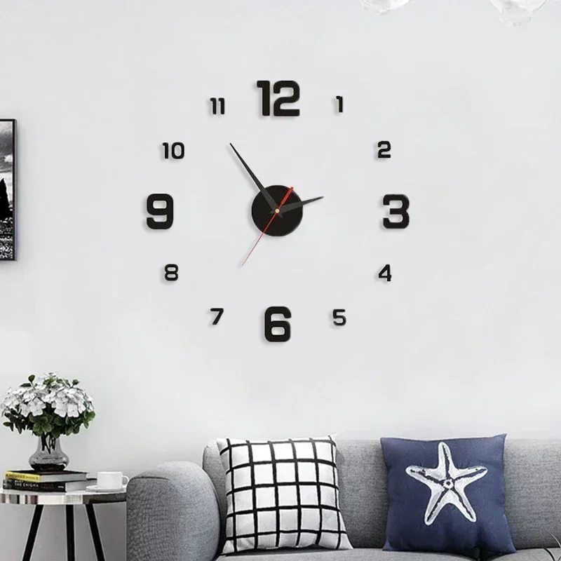 3D Luminous Wall Clock Frameless Acrylic DIY Digital Clock Wall Stickers Mute for Office Living Room Bedroom Decor wall clock 3d wall clock led digital clock 3d number wall clock