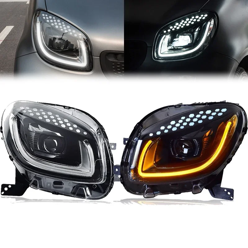 

Автомобильные светодиодные фары для Benz Smart 453 Fortwo Forfour 2015-2019, передняя фара в сборе с указателем поворота, аксессуары