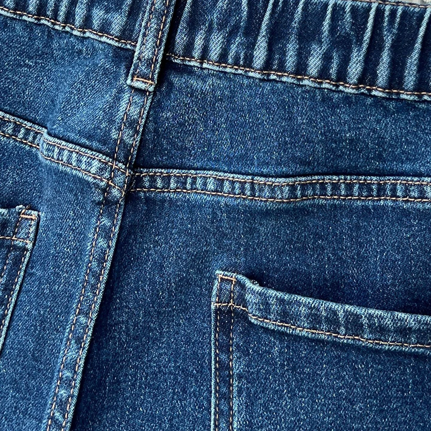 Jeans à Jambes Larges Effet Deux Pièces avec Ourlet Faux, Taille Plus, Qualité Automne 2026, pour Femmes, Mode Décontractée, Pantalon Long en Denim, Modèle T089