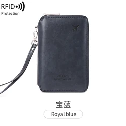 Sleek RFID Passport Holder: Stylish Multifunctional PU Leather Travel Accessory (HZ720 - sapphireblue0)