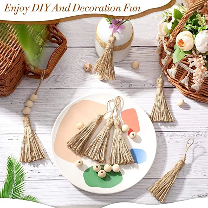 10PCS 6cm Jute Rope Tassels for Decoration