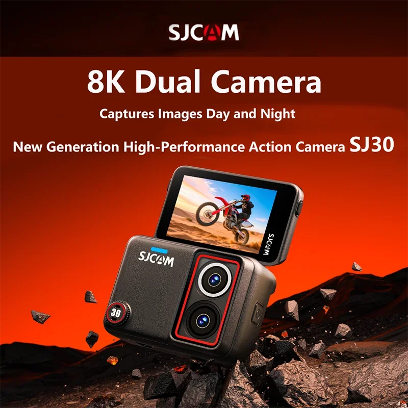 VivaCTNew SJCAM SJ30 8K 듀얼 렌즈 액션 카메라 ? 30m 방수, 야간 투시 기능, 7시간 배터리, SteadyMotion 2.0 및 음성 제어 기능 탑재