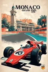 Vintage Racing Poster Collection - Retro Motorsport Wall Art Canvas - 40x60cm No Frame (WHITE)