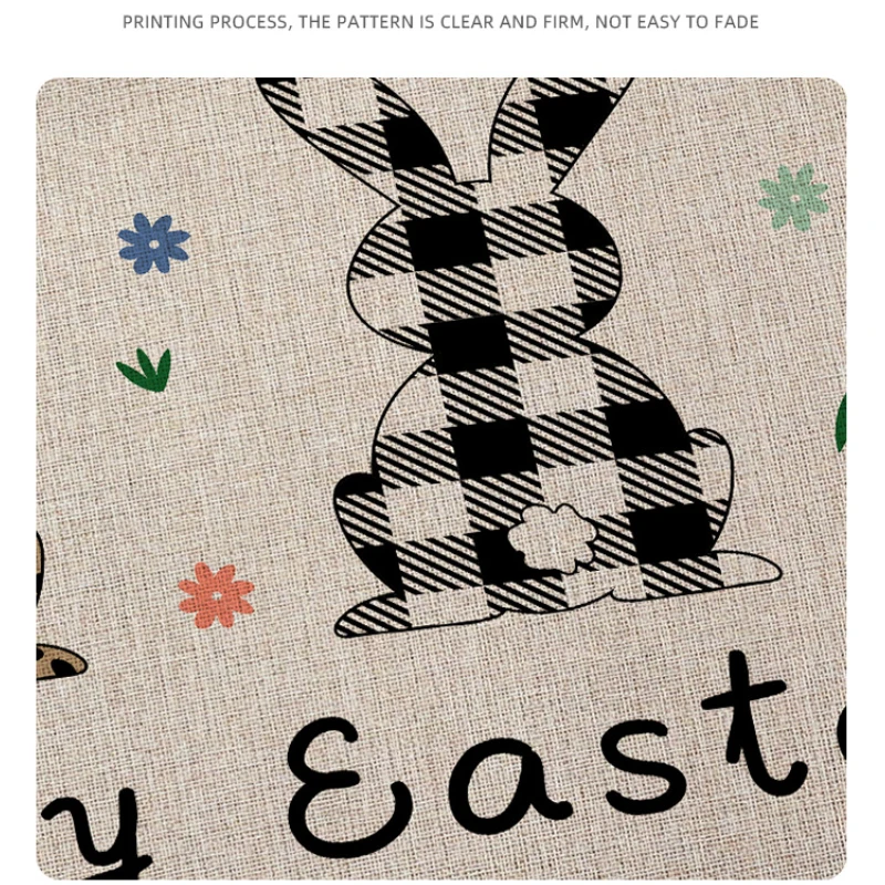Cartoon Easter Carpet Cute Bunny Entrance Doormat Kitchen Floor Mat Faux Linen Hallway Pad Home Decor Anti-slip Bathroom Rug