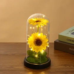 LED Illuminated Eternal Sunflower in Glass Dome - The Perfect Gift (Style1)