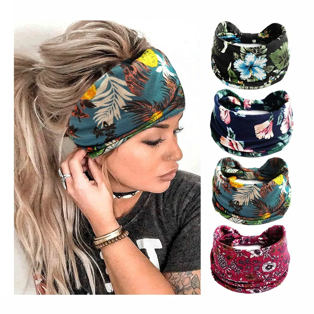 Bohemian Wide Knot Cotton Stretch Yoga Hairband