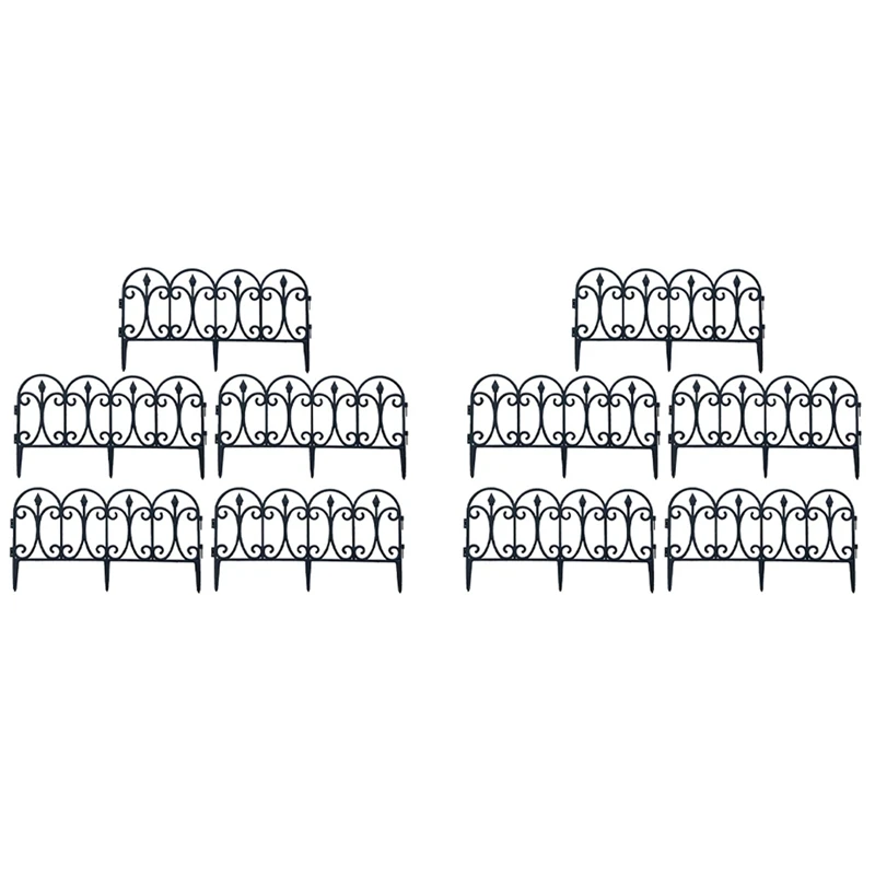 

10 Pack Decorative Garden Fence Rustproof Iron Landscape Wire Folding Fencing Edge Patio Flower Bed Animal Barrier