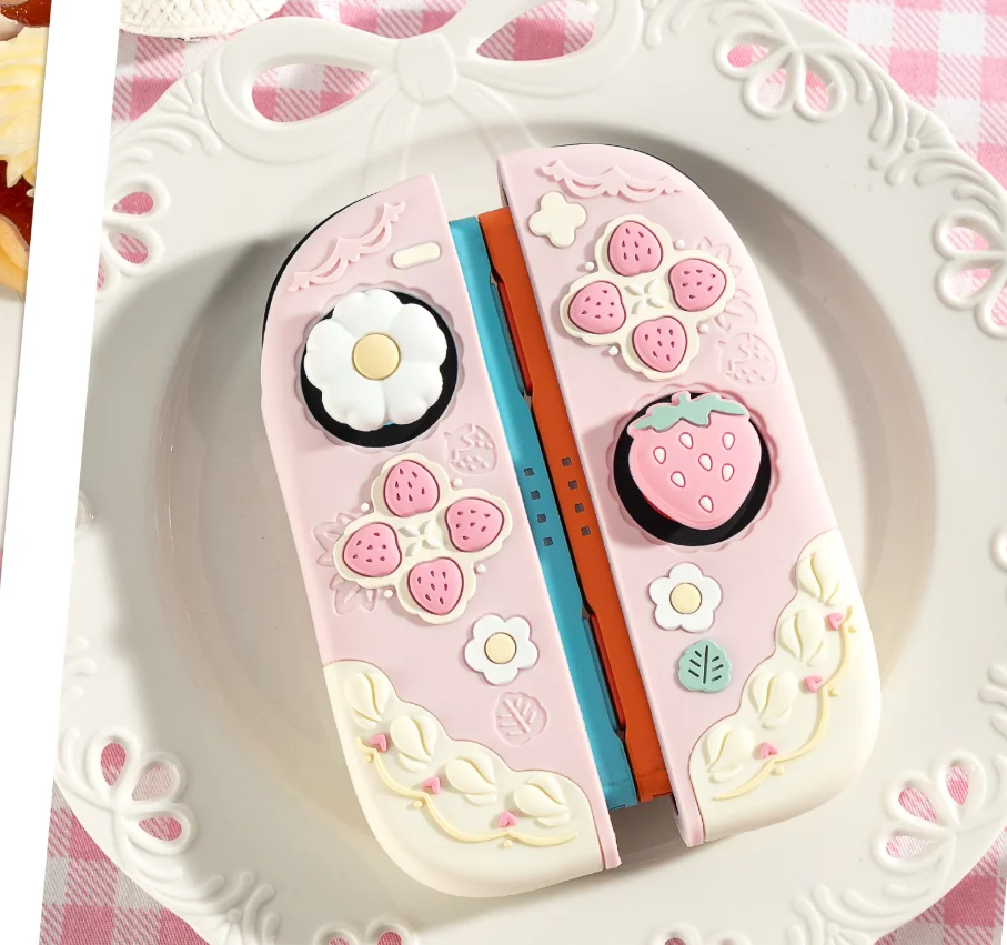 Strawberry-Themed Protective Hard Shell Case with Silicone Hand Grips