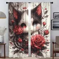 Halloween Decoration Cute Little Cat Anti-mosquito Curtains for Camera Curtains Child Room Tulle for Bedroom Shades Partition 1