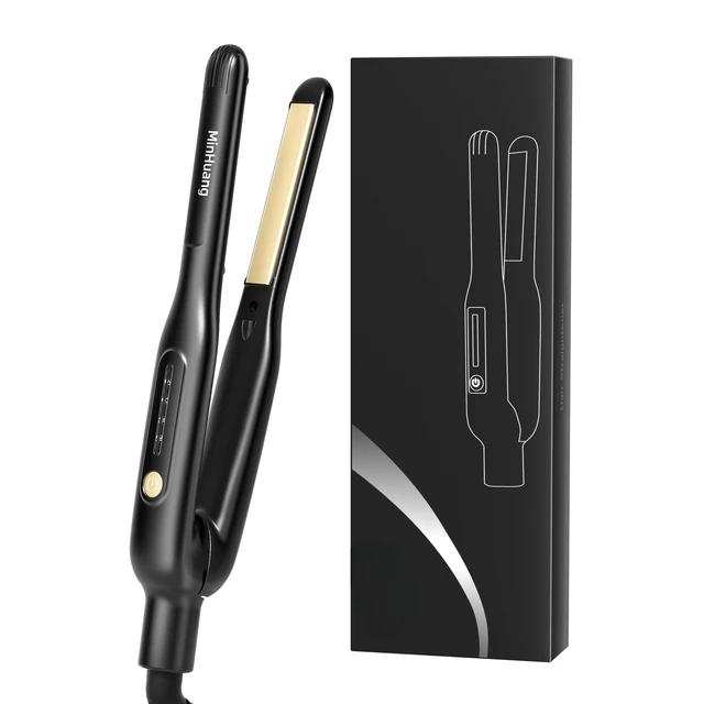 Lisseur de cheveux professionnel 13 mm avec écran LCD, ions négatifs, mini fer à lisser portable pour hommes, femmes et salons 1