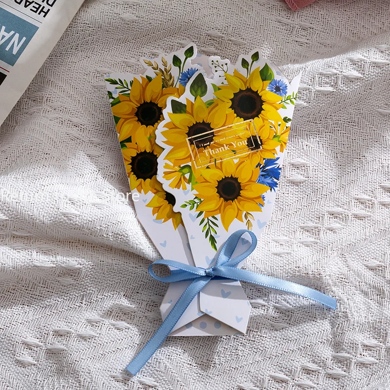 Flower Pattern 3D Foldable Bouquet Greeting Card Wedding Invitation DIY Birthday Gift