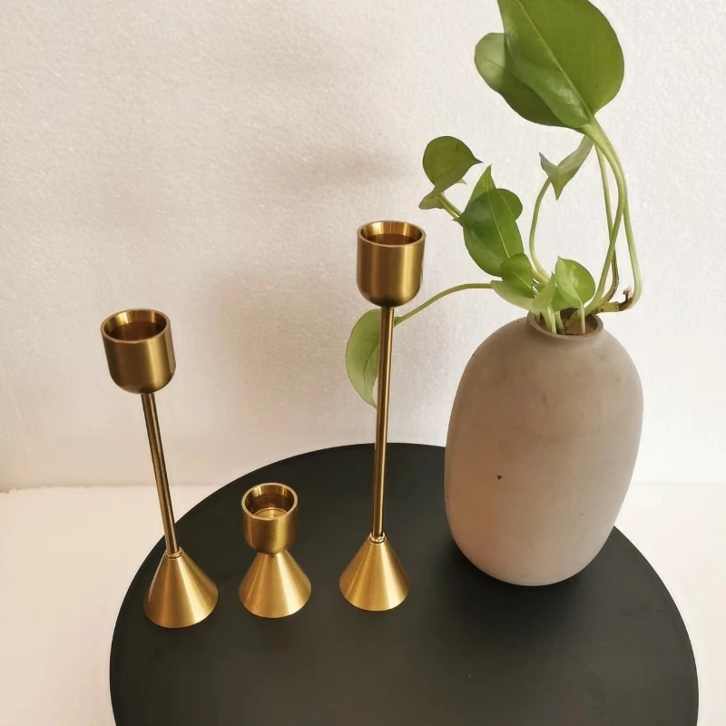 3Pcs/Set Chinese Style Metal Candle Holders Simple Golden Wedding Decoration Bar Party Living Room Decor Home Decor Candlestick
