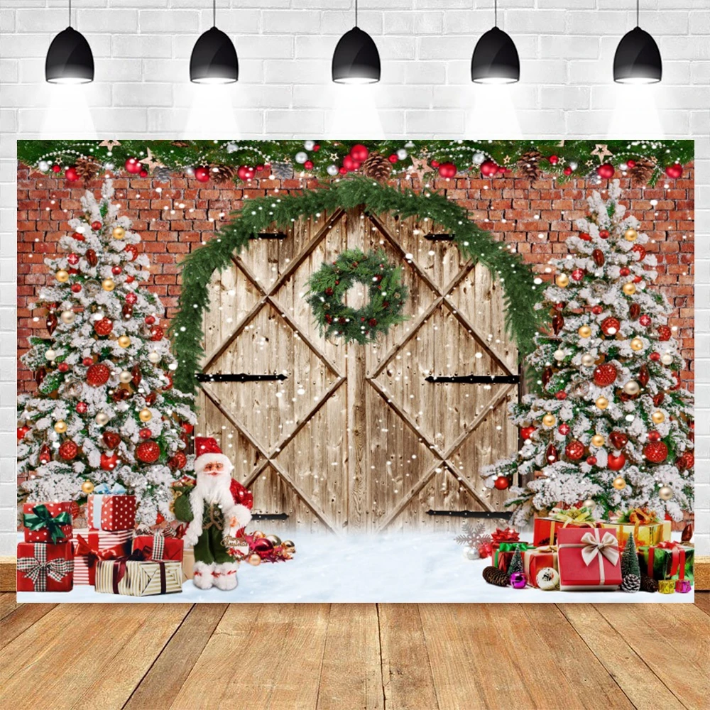 Toile De Fond Noël 3x2,4m - Scène Cheminée Arbre Rouge Blanc - Décoration Photo Fête Famille Hiver