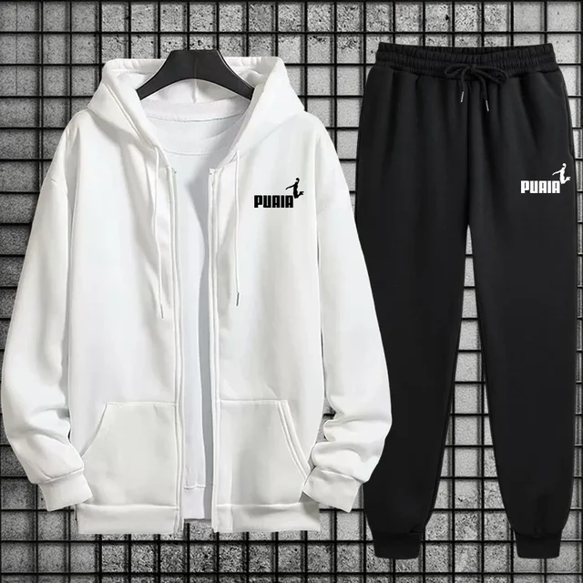 New in Women Tracksuit Trend Printing Hooded Sweatshirts Pants 2Pcs Set Casual Zipper Overcoat Suit Daily Clothing Autumn Winter