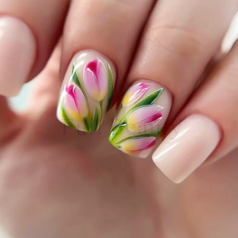 12pcs Lily Floral Water Transfer Decals Stickers Spring Watercolor Flower Green Leaf Nails Art Decoration Summer Manicure Slider