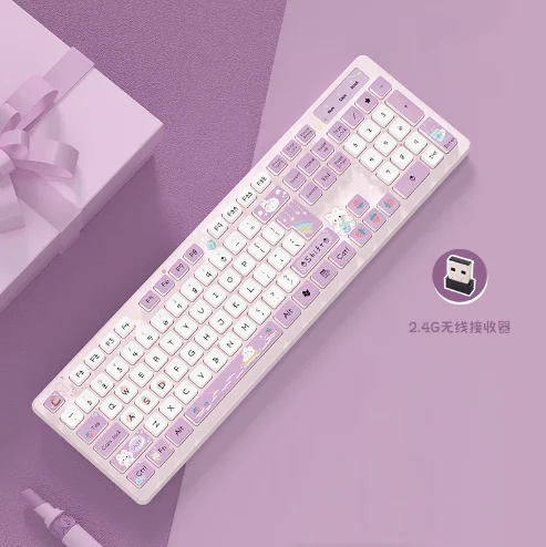 Teclado com fio kawaii para meninas, chá