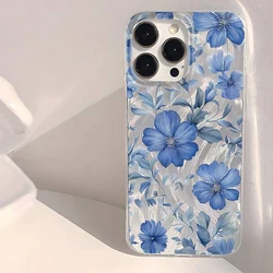 Elegant Blue Floral Pattern Phone Case Cover - S21 Ultra (Silver DSY452)