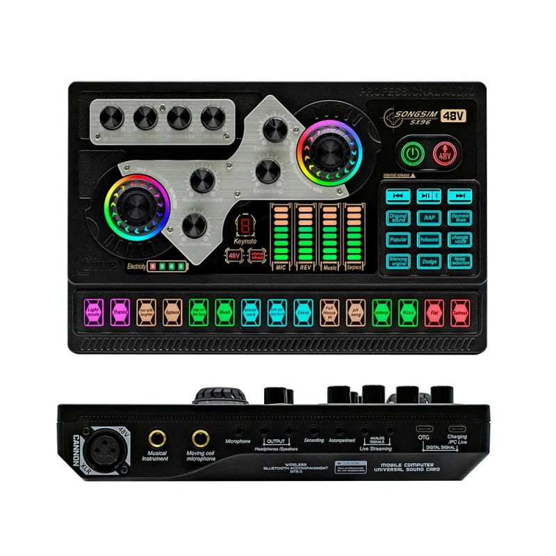 OTG USB-C 사운드 카드 XLR 입력 48V 팬텀 파워 오디오 믹서 (팟캐스팅, 라이브 스트리밍, PC, 휴대폰용) 신제품