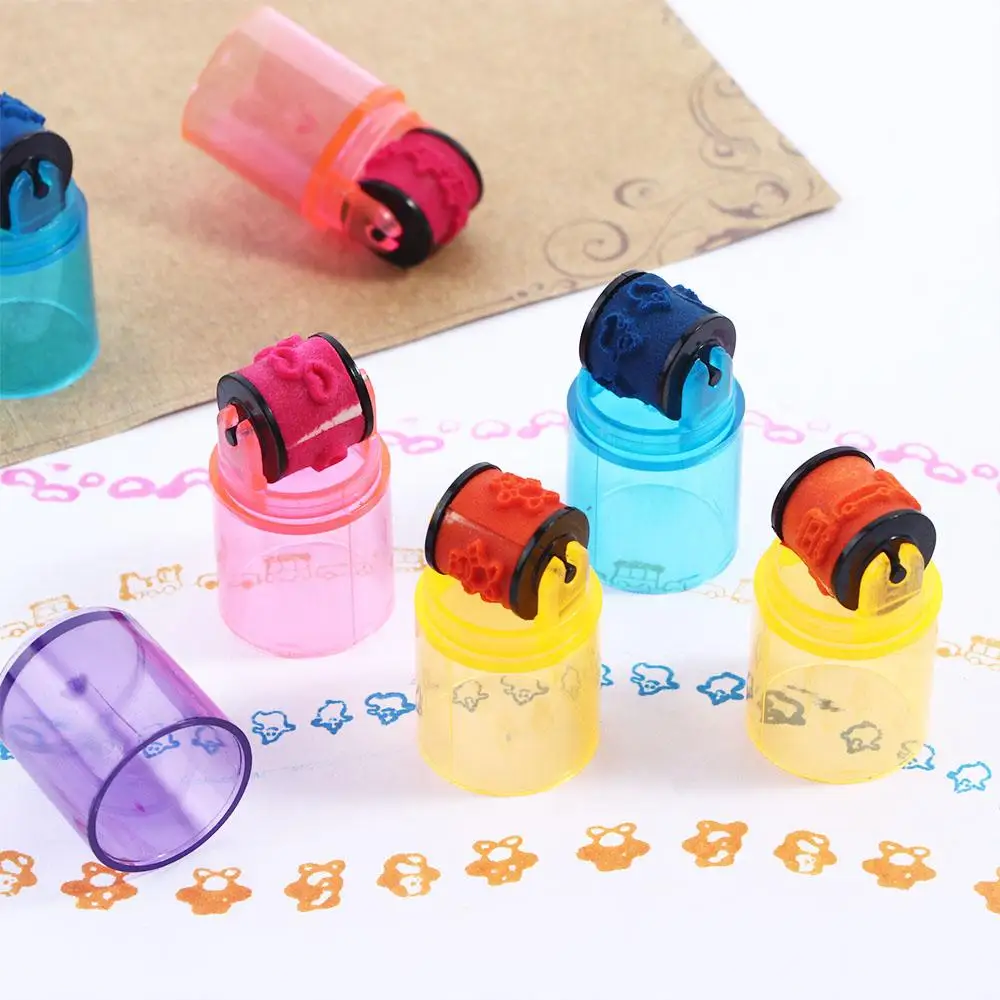 

Roller Seal DIY Diary Decor Painting Scrapbooking Seal Student Drawing Supplies Stamp Colorful Ink Pad Seal Roller Stamper Sets