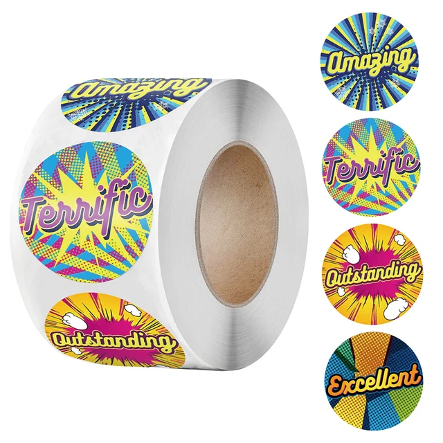 100-500pcs Cute Reward Stickers Roll with Word Motivational Stickers for School Teacher Kids Student Stationery Stickers Kids 500pcs Colour 2