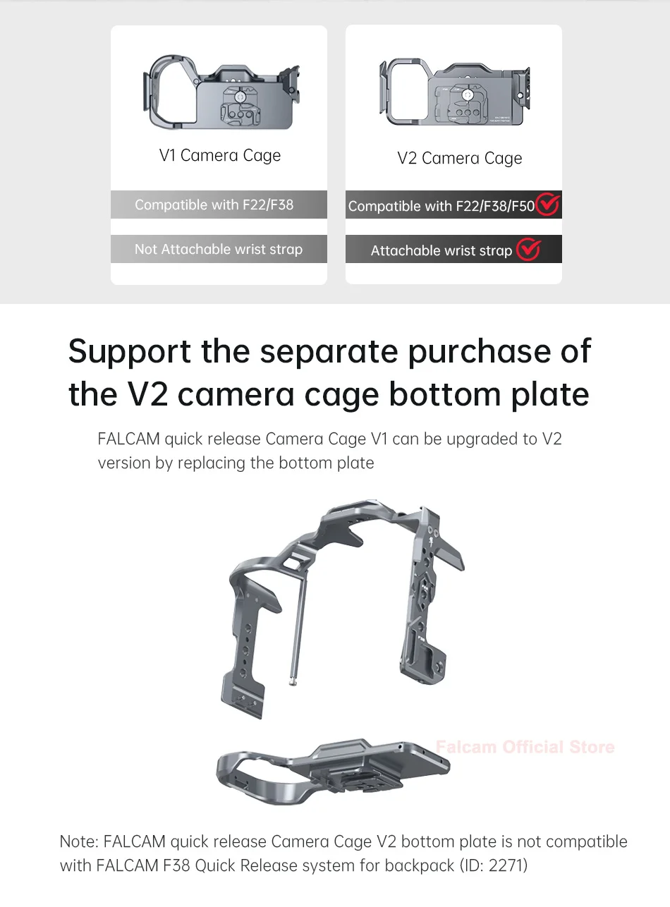 Falcam F22 F38 F50 Quick Release Camera Cage V2 For Iconic Brand A7M4 2824A Camera Cage Base Aluminum Quick Release Mount with Cold Shoe