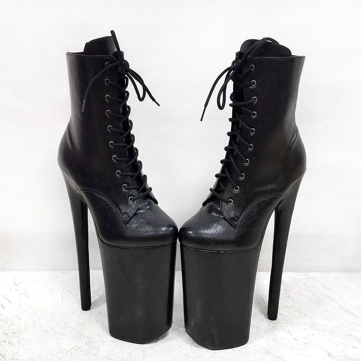 

10Inch Exotic Dancer Black Sexy Fetish Shoes 26cm Stripper Heels Fashion Queen Strip Pole Dance Catwalk Ankle Boots Nightclub