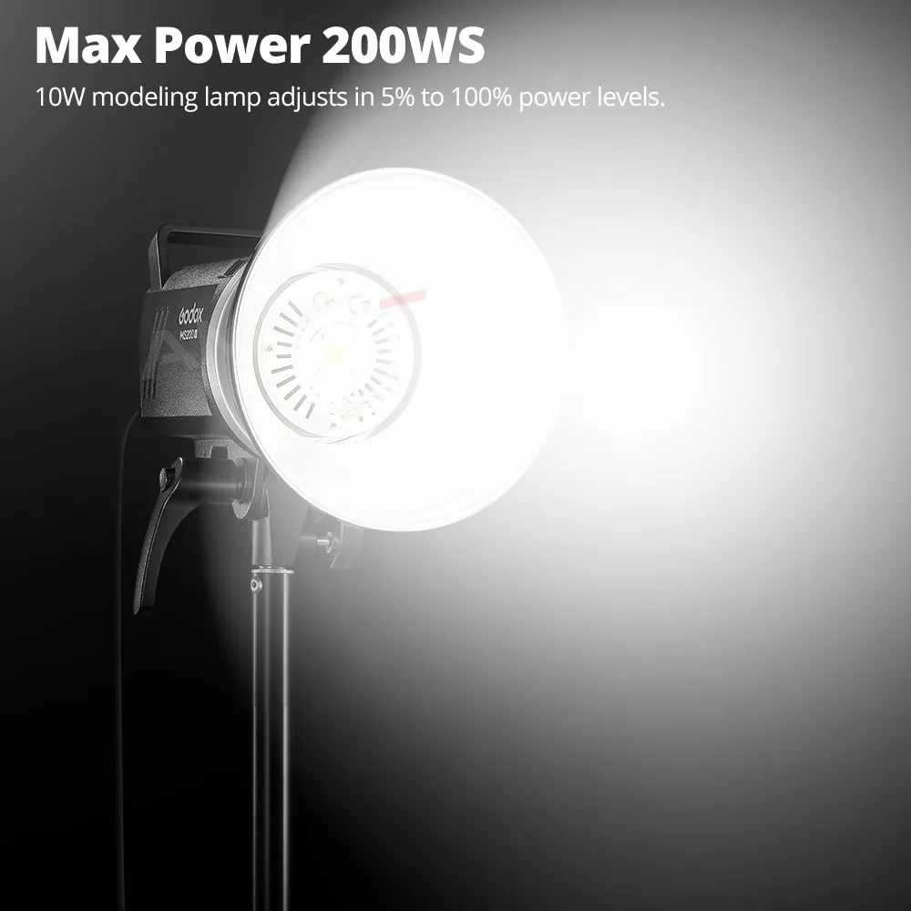 Camera Flash Godox 200W MS200V 300W MS300V LED Studio Flash Built-in 2.4G Wireless Receiver Lightweight Compact Bowens Mount LED Modeling Lam