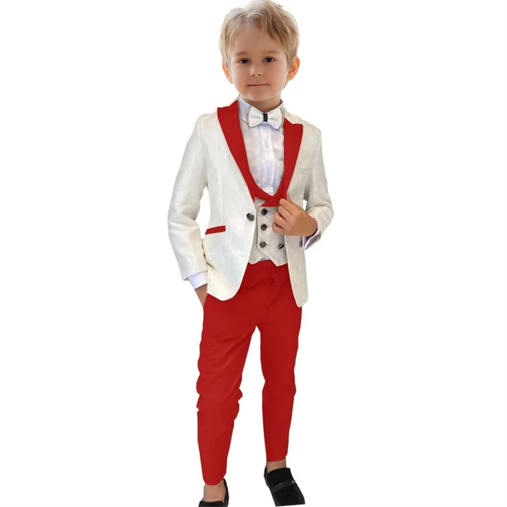 Formal Boy's 3-Piece Suit Set Jacket Vest Pants Paisley Slim Fit Kids Tuxedo Toddler Dresswear Wedding Ring Bearer boys suits