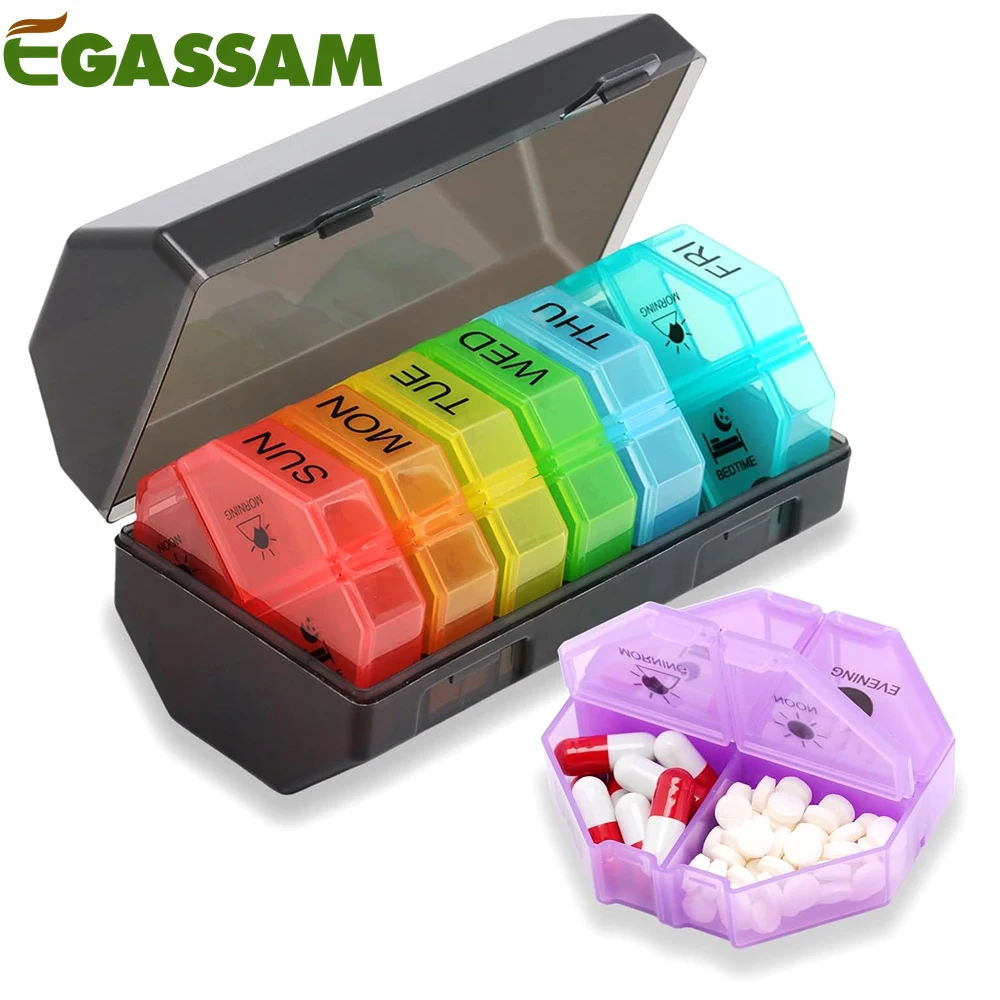 Premium Weekly Pill Organizer - 28-Compartment Daily Medicine and Vitamin Storage Box