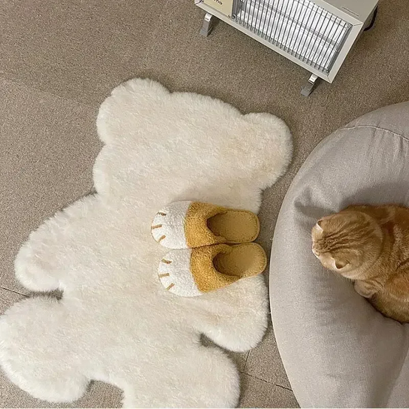Cute Children Room's Rugs Rabbit Bear Bedroom Furry Floor Mat Kawaii Washable Thermal Carpet For Baby Entrance Kids Door Mats floor mat