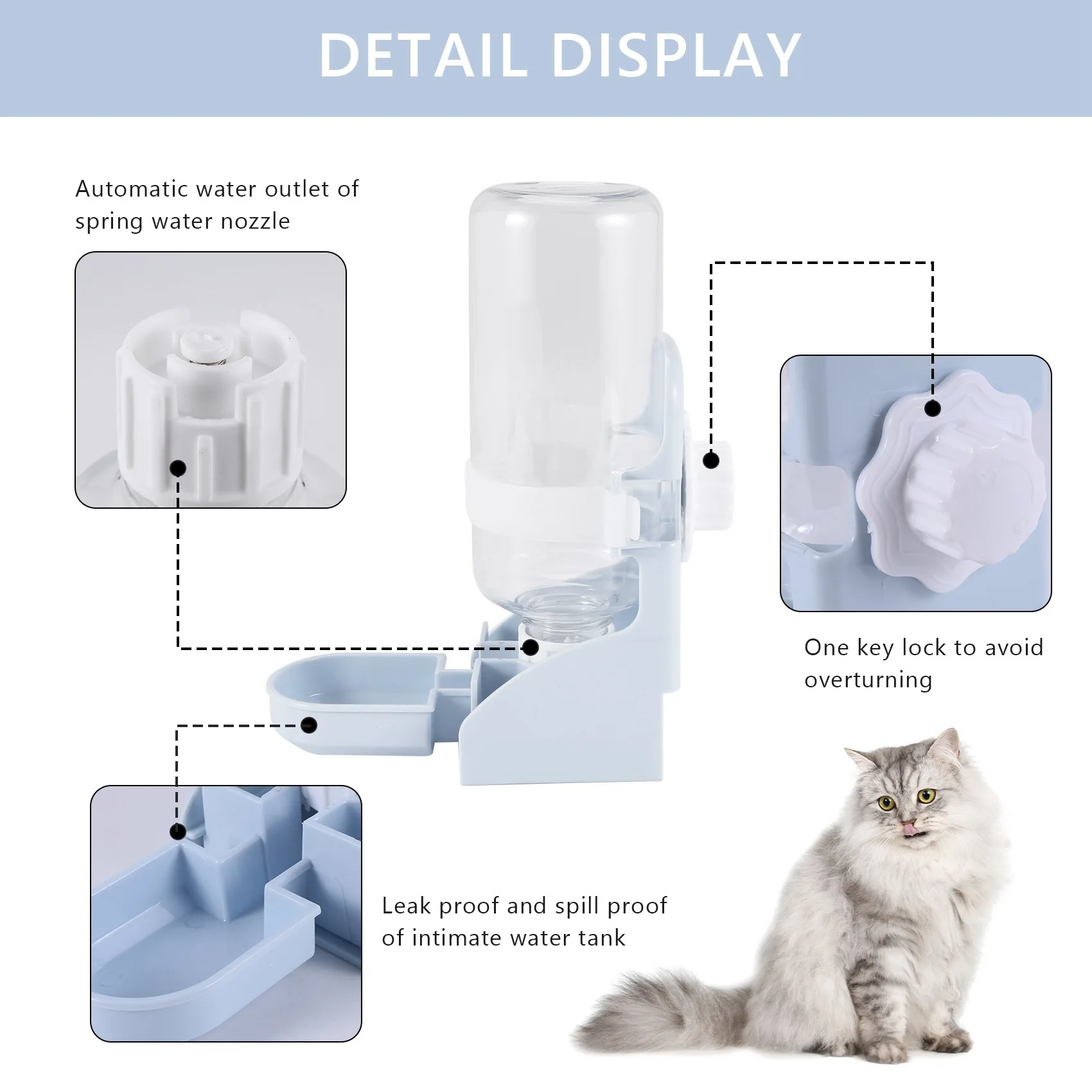 500ml Pet Parrots Birds Drinker Pigeon Rabbit Drinking Water Feeder Bowl Cat Dog Cage Hanging Water Dispenser Device - Image 5