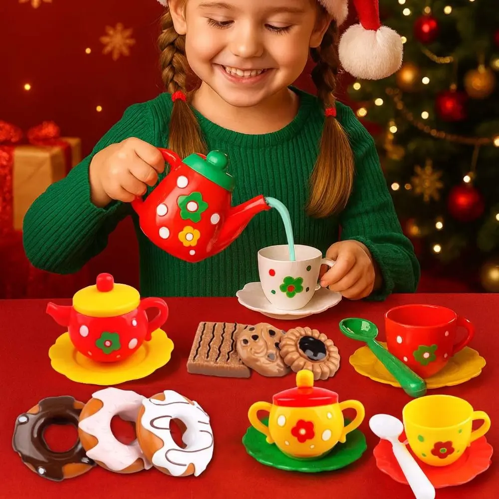 Afternoon Tea Set for Girls Cake Dessert Playhouse Kitchen Toys Kids Christmas New Year Gifts Kettle Cookies Simulation Food